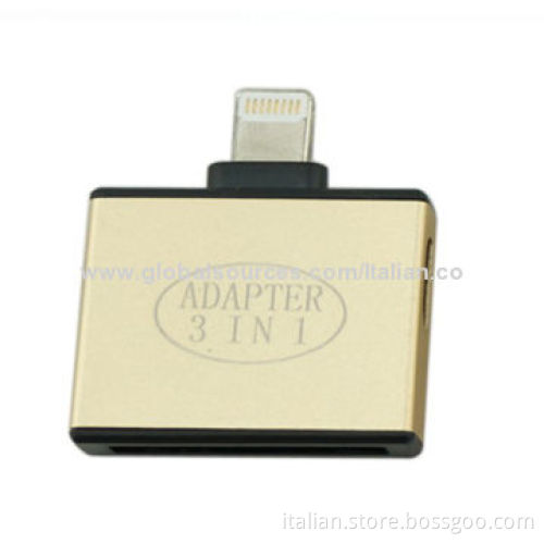 30-pin to 8-pin adapter for apple, 3-in-1, with metal shell